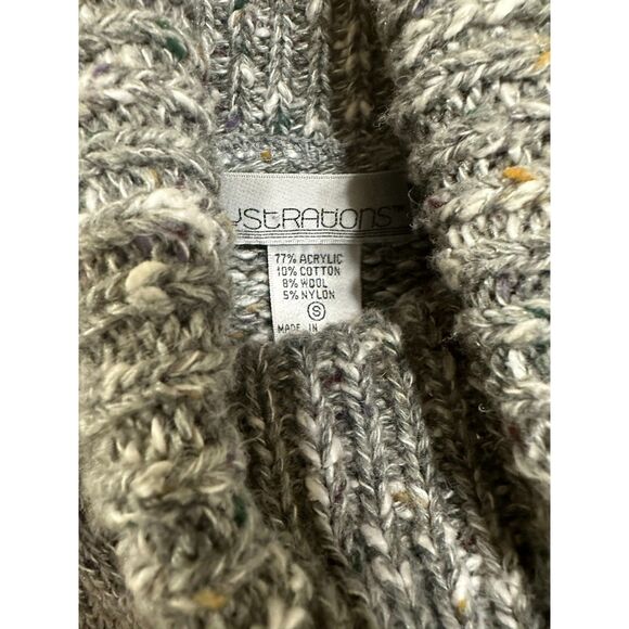 Illustrations Women's Cable Knit Turtle Neck Sweater Size S Marled Gray - Picture 3 of 4